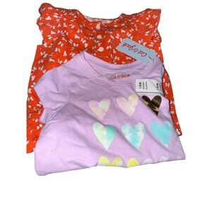 Toddler Girls Cat & Jack Orange Butterfly Print Romper 18M Cotton Blend Sleevele